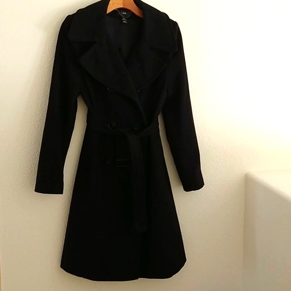 H&M Wool Winter Coat Black sz 6
